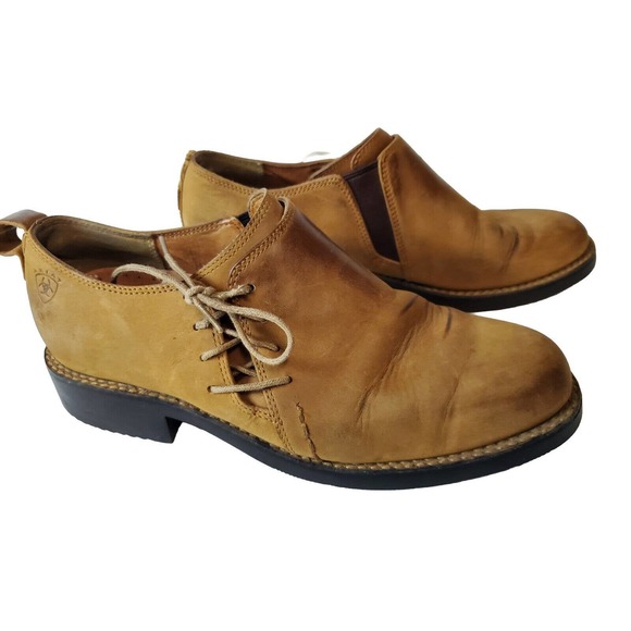 Ariat Shoes - ARIAT Tan Brown 8 Women Leather Lace-Up Ankle Boots Booties Low Top Shoes